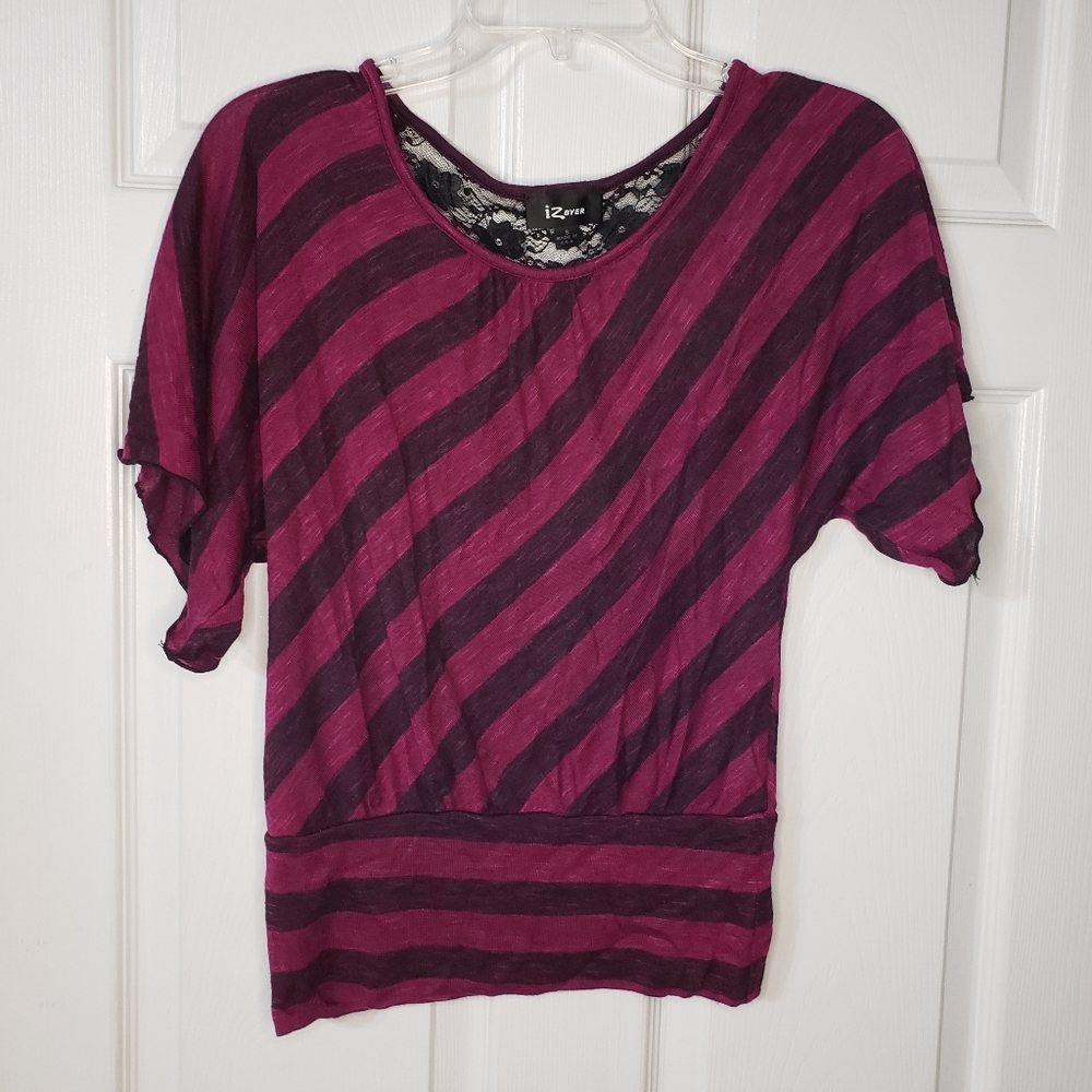 Iz Byer purple and black blouse size small